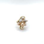 Ring - 14 karaat Geel goud Parel - Diamant - 14K goud parel, Nieuw