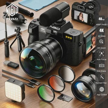 4K Digitale Camera 48MP met Groothoek & Macro Lens - Ideaal, Verzenden, Nieuw