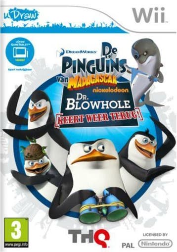 U Draw Pinguins Van Madagascar: Dr. Blowhole Keert Weer Wii, 1 speler, Ophalen of Verzenden, Zo goed als nieuw