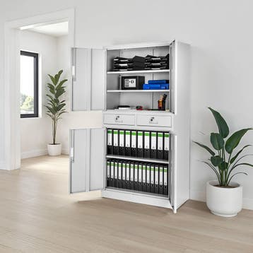 Archiefkast Cosmo met 2 lades 180x80x40cm - lichtgrijs, Verzenden, Nieuw