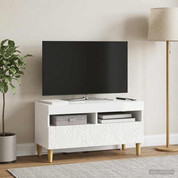 vidaXL LED tv-meubel Hoogglans Wit Bewerkt hout, Huis en Inrichting, Minder dan 50 cm, Verzenden, Nieuw, Minder dan 100 cm