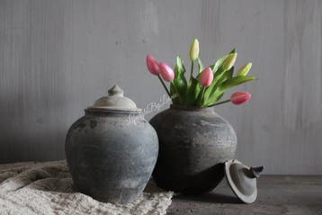 Bosje real touch Tulpen pink met groen blad 32 cm, Huis en Inrichting, Ophalen of Verzenden, Nieuw