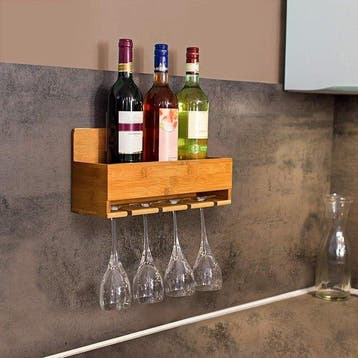 2dekans | SoBuy - Wandgemonteerd wijnrek met glazenhouder -, Huis en Inrichting, Woonaccessoires | Wijnrekken, Ophalen of Verzenden