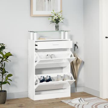 vidaXL Schoenenkast 63x24x104 cm bewerkt hout hoogglans wit, Verzenden, Nieuw