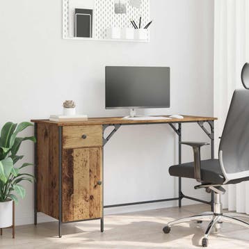 vidaXL Computerbureau Oud Hout 131 x 48 x 75 cm Bewerkt hout, Verzenden, Nieuw