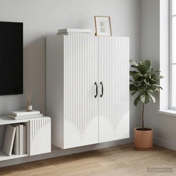 vidaXL Wandkast 66 x 34,5 x 90 cm Bewerkt hout Hoogglans Wit, Verzenden, Nieuw