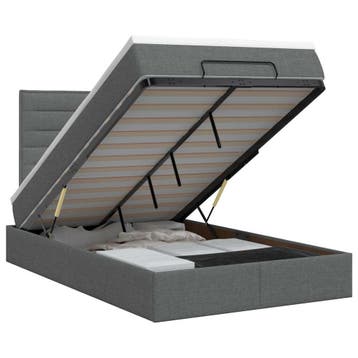 vidaXL Ottoman bed met matras Donkergrijs 120 x 190 cm Stof, Huis en Inrichting, Slaapkamer | Bedden, Verzenden, Nieuw