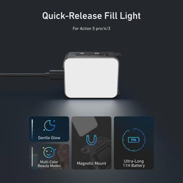 TELESIN Mini Waterproof Fill Light voor DJI OSMO Action Came, Verzenden, Nieuw