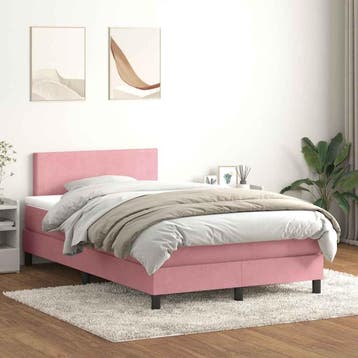 vidaXL Boxspring met matras fluweel roze 120x220 cm, Verzenden, Nieuw, Stof