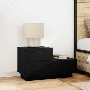 vidaXL Nachtkastje Zwart Eiken 70 x 36 x 40,5 cm Bewerkt, Minder dan 45 cm, Verzenden, Nieuw, Minder dan 55 cm