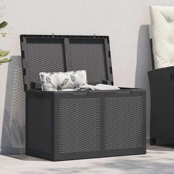 vidaXL Tuinbox 180 L PP rattan zwart, Verzenden, Nieuw