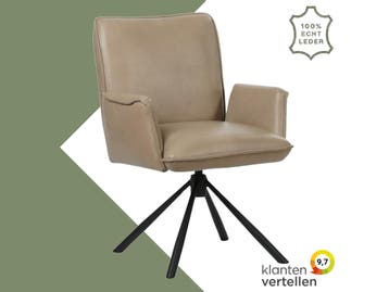 Leren draaibare eetkamerstoel Elite - Granada Taupe, 60 tot 90 cm, Nieuw, Leer, Ophalen of Verzenden