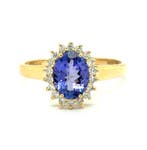 Ring - 14 karaat Geel goud - 1.33ct. tw. Tanzaniet - Diamant, Nieuw