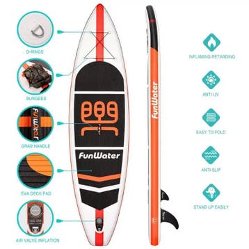 Sup Board - Opblaasbaar Paddle Board - 110 kg - Zwart/Wit/Or, Verzenden, Zo goed als nieuw