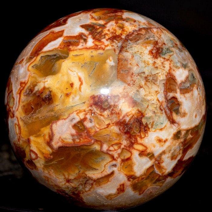 Dragon Ball Agate - Zeldzame natuurlijke rode mosagaatbol -, Antiek en Kunst, Curiosa en Brocante