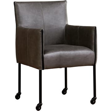 Leren eetkamerstoel More - Vintage Grey (grijs) - Poten, Ophalen of Verzenden, Nieuw, Leer, Bohemian, Industrieel, Modern, Scandinavisch