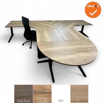 Complete set - Ahrend hoekbureaus met aanzetstuk - 400x280, Werkplek, Ophalen of Verzenden, Gebruikt, Bureau
