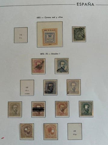 Spanje 1872/1874 - Interessante collectie van Amadeo I en de, Postzegels en Munten, Gestempeld
