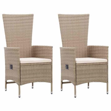 vidaXL Tuinstoelen 2 st met kussens poly rattan beige, Tuin en Terras, Tuinstoelen, Verzenden, Nieuw