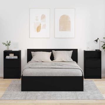 vidaXL Nachtkastjes 2 st Zwart 40 x 30 x 467 cm Bewerkt hout, Minder dan 45 cm, Verzenden, Nieuw, 55 tot 70 cm
