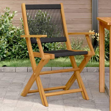 vidaXL Inklapbare stoelen 2 st massief acaciahout en, Tuin en Terras, Verzenden, Nieuw, Hout