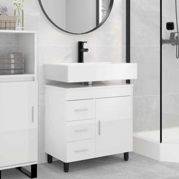 vidaXL Badkamer Waskom Hoogglans Wit 60 x 35 x 60 cm Bewerkt, Verzenden, Nieuw