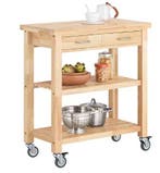 Keukentrolley Rubberhout met Lades & Planken – 80 cm, Verzenden, Nieuw