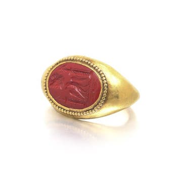 Ring - 22 karaat Geel goud - Oud-Romeinse Intaglioring,, Nieuw