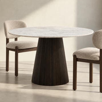 *WOONWINKEL* Ronde Eettafel Zwart Met Wit Marmer, Huis en Inrichting, Verzenden, Nieuw