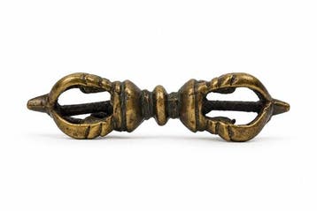 Een fijne Tibetaanse vijfpuntige vajra (Dorje) - Brons -