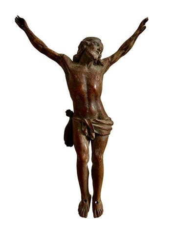 Corpus Christi in houten beeldhouwwerk - 30 cm - Walnoot -