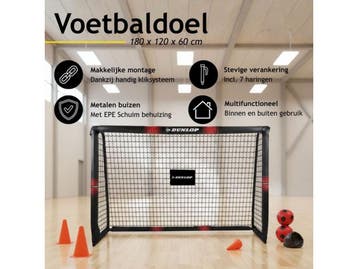 Dunlop Voetbaldoel - Voetbal Goal 180 x 120 x 60 cm - Metaal, Verzenden, Zo goed als nieuw