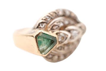 Ring - 19.2 kt. Geel goud - Smaragd en diamant, Nieuw