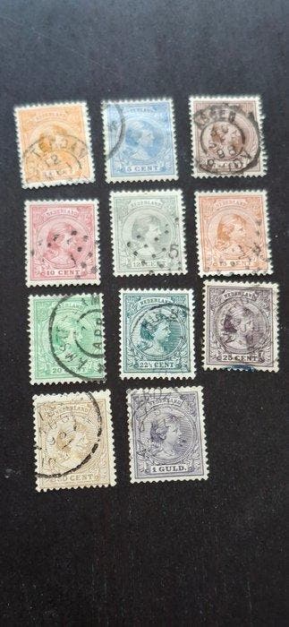 Nederland 1891/1894 - Koningin wilhelmina hangend haar,, Postzegels en Munten, Postzegels | Nederland, Gestempeld