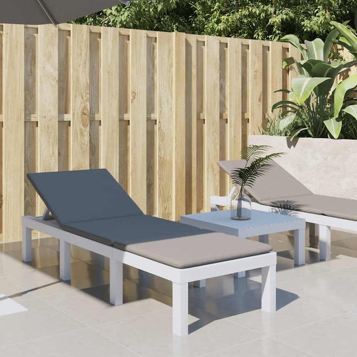 vidaXL Ligbed met kussens PP wit, Tuin en Terras, Tuinsets en Loungesets, Nieuw, Verzenden