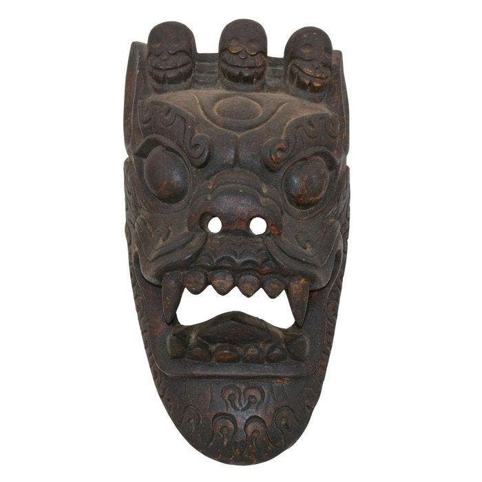 Polychroom masker van Dharmapala — Himalayaanse, Antiek en Kunst, Kunst | Niet-Westerse kunst
