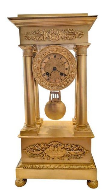 Portico klok Empire verguld brons - 1800-1850