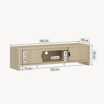 Tv-meubel Lukkodso 150x40x40 cm eikenkleurig [en.casa], Huis en Inrichting, Verzenden, Nieuw