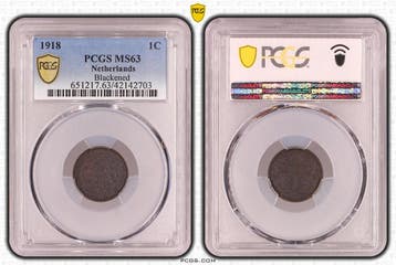 Koningin Wilhelmina 1 cent 1918 MS63 Blackened PCGS, Verzenden, Koningin Wilhelmina, 1 cent, Losse munt