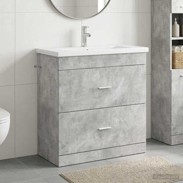 vidaXL Badkamermeubelset Betongrijs 81 x 40 x 84,5 cm, Verzenden, Nieuw