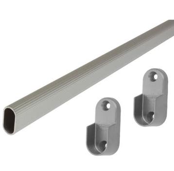 Garderobestang 1.5 meter met dragers ovaal geribbeld zilver, Verzenden, Nieuw