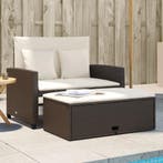 vidaXL Tuinbank 2-zits met kussens poly rattan bruin, Tuin en Terras, Tuinsets en Loungesets, Verzenden, Nieuw