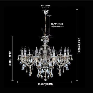 Luxe Kristallen Kroonluchter – 10 Armen Cognac Glas Design, Verzenden, Nieuw