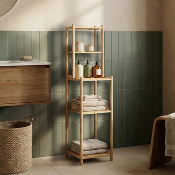 Badkamerrek Anun met 4 planken bamboe 128x30x30 cm naturel [, Huis en Inrichting, Verzenden, Nieuw