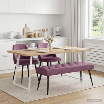 vidaXL Bank met knoopverstelling Paars 110 x 40 x 46 cm, Verzenden, Nieuw, Stof