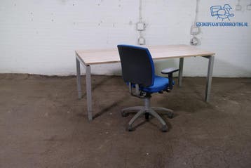 Verstelbaar bureau 180x80 cm – Robson eiken, grijs frame, Verzenden, Gebruikt