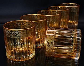 Artemisia - Drinkset (6) - Kristal, gouden zecchino - Whisky, Antiek en Kunst