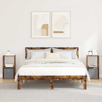 vidaXL Nachtkastje 2 st Gerookt eiken 30,5 x 27 x 59,5 cm, Minder dan 45 cm, Verzenden, Nieuw, 55 tot 70 cm
