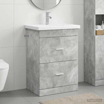 vidaXL Badkamermeubelset Betongrijs 61 x 40 x 84,5 cm, Verzenden, Nieuw