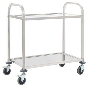vidaXL Keukentrolley 2-laags 96,5x55x90 cm roestvrij staal, Verzenden, Nieuw